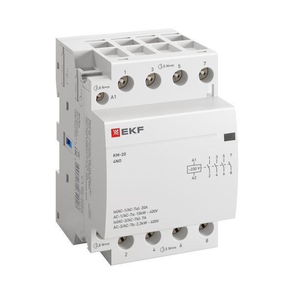 Контактор модульный КМ 20А 4NО (3 мод.) EKF km-3-20-40