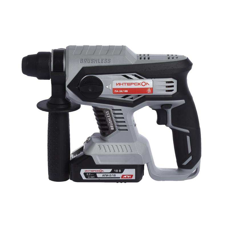 Перфоратор аккумуляторный бесщеточный ПА-24/18В АПИ 18В SDS plus макс. диаметр бурения 24мм 0-1400 уд/мин 2.2Дж 2 АКБ 2.0А.ч ЗУ ИНТЕРСКОЛ 579.2.2.70