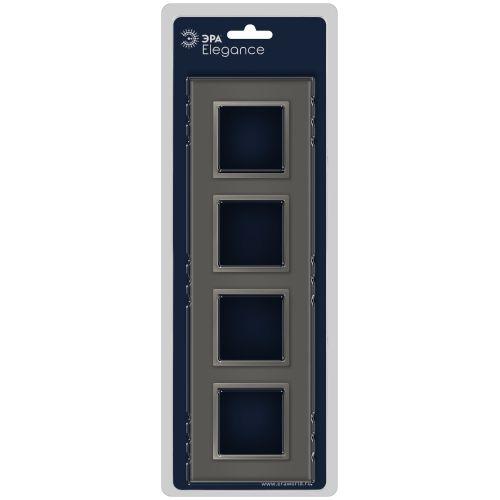 Рамка 4-м Elegance 14-5104-16 для розеток и выключателей стекло титан Эра Б0065839