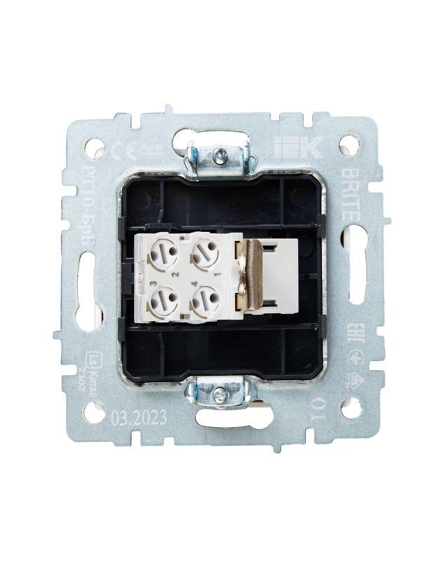 Розетка телефонная СП BRITE РТ10-БрБ RJ11 механизм бел. IEK BR-T10-K01