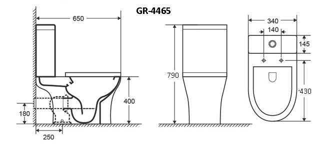 Унитаз gr-4465s classic (650*340*790) напольный безободковый