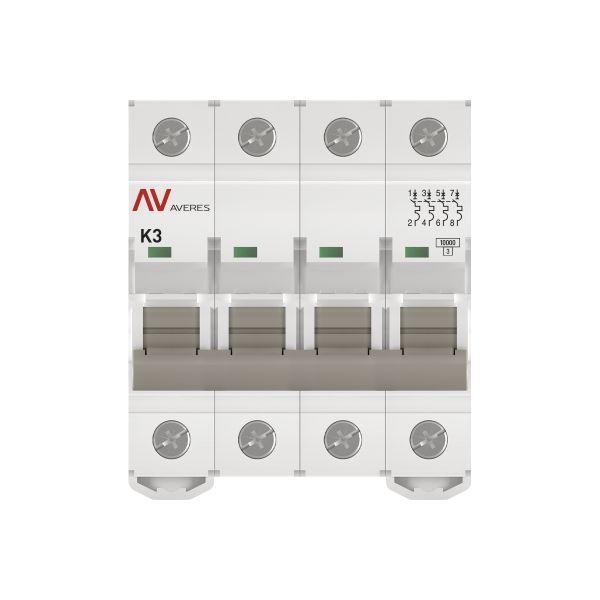 Выключатель автоматический модульный 4п K 3А 10кА AV-10 AVERES EKF mcb10-4-03K-av