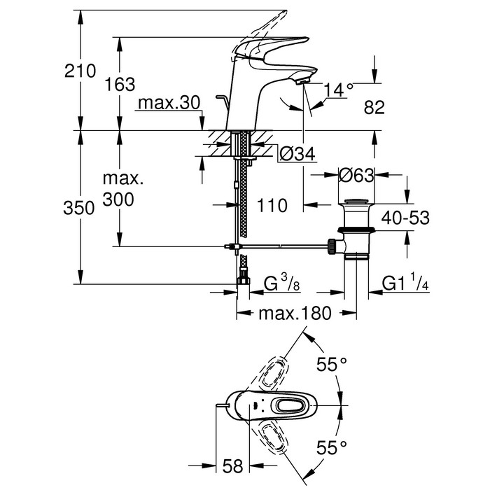 Смеситель Grohe Eurostyle New 33558LS3 для раковины