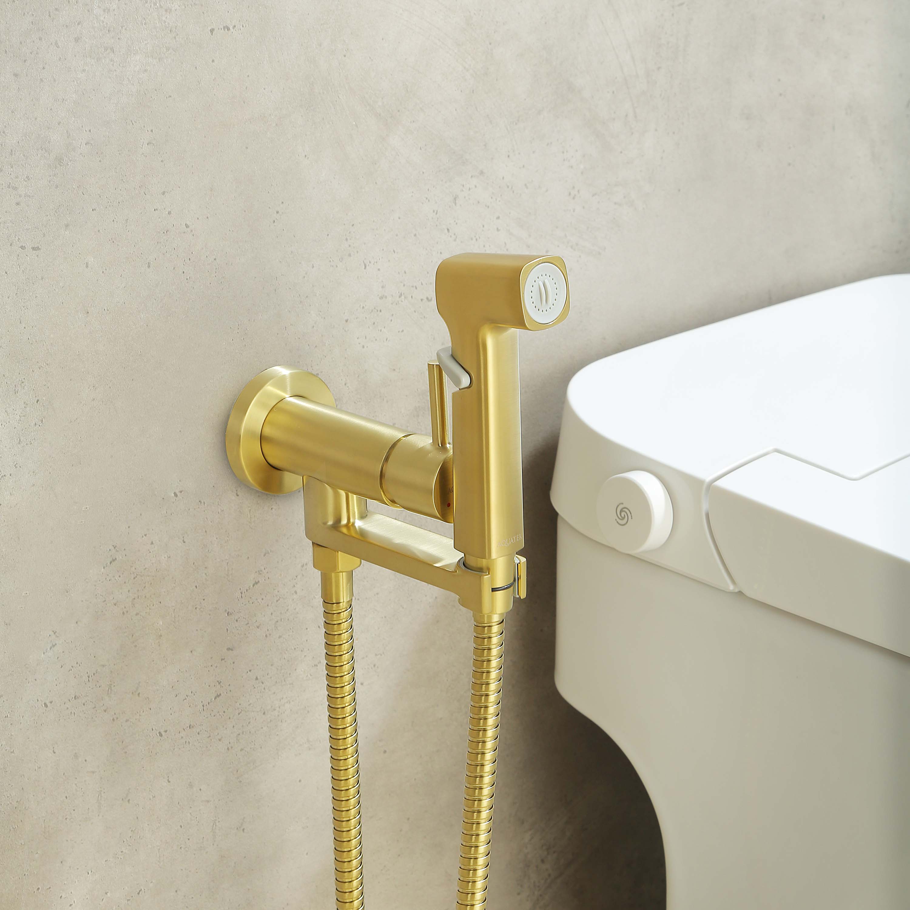 Комплект для гигиенического душа Aquatek НИКА встроенный (смеситель + гигиеническая лейка + шланг) AQ1819BG    золото шлифованное