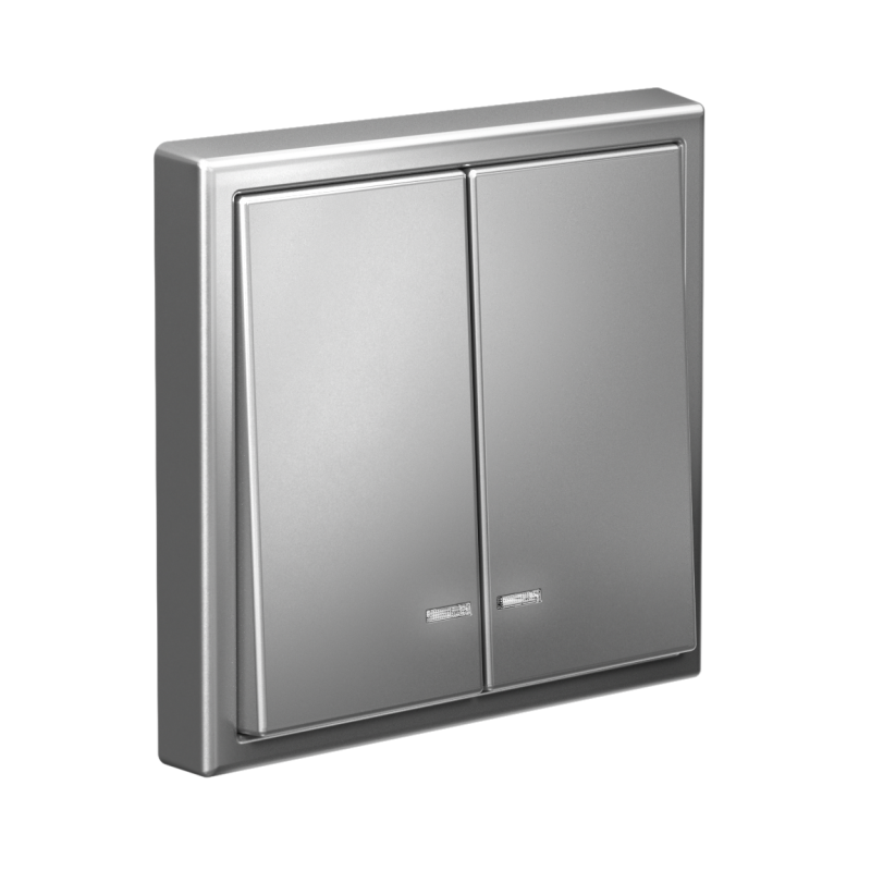 Выключатель 2-кл. ArtGallery (сх. 5а) 10AX с подсветкой быстрозажим. клем. механизм сталь SE GAL000953S