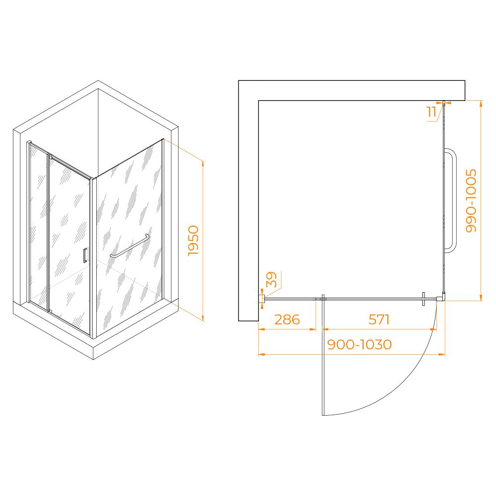 Душевой уголок RGW PA-078-1 (RGW PA-008 + Z-060-2), 3508078190-11