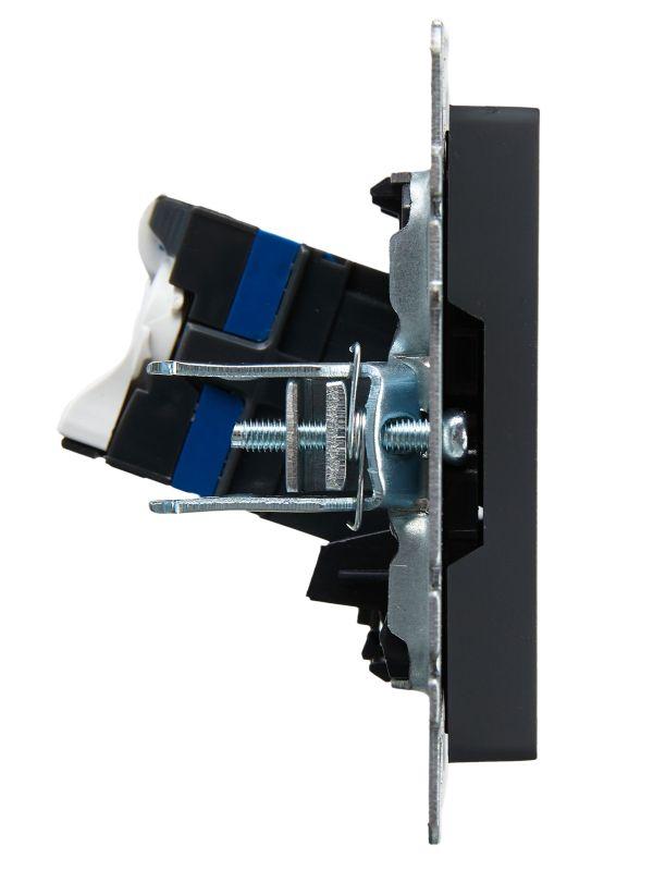 Розетка компьютерная СП RJ45 кат.6 BRITE РК11-БрГ механизм графит IEK BR-K10-2-K53