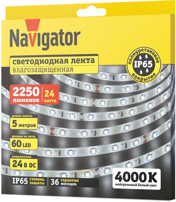 Лента светодиодная 95 306 NLS-2835W60-4.8-IP65-24V (уп.5м) Navigator 95306