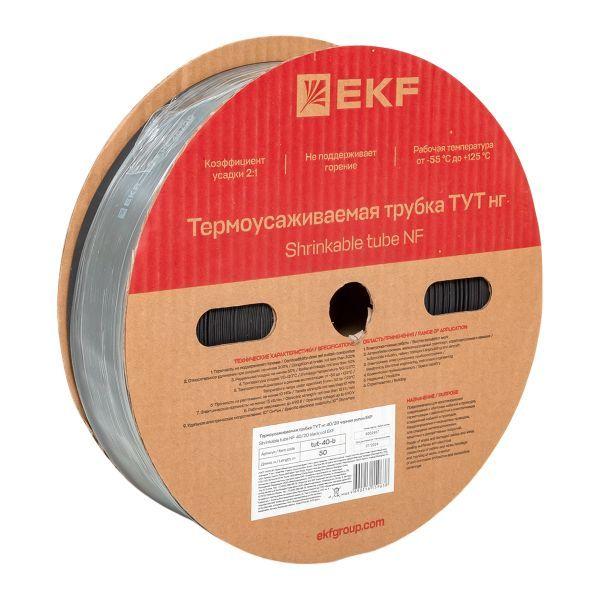 Трубка термоусадочная ТУТ нг 40/20 черн. (уп.50м) EKF tut-40-b