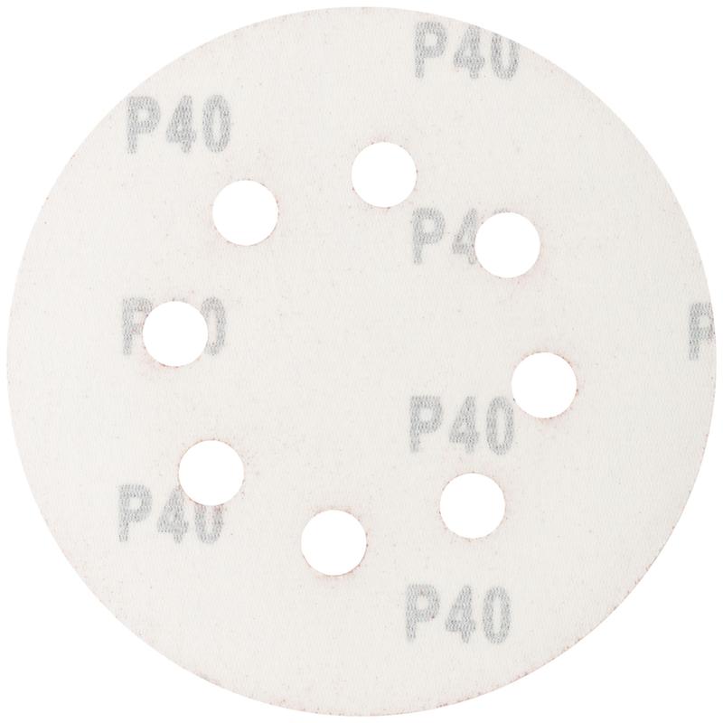 Круг шлифовальные с отверстиями (липучка) алюминий-оксидные 125мм Р 40 (уп.5шт) MOS 39832М
