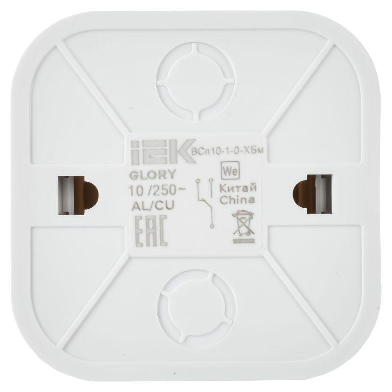 Выключатель проходной 1-кл. ОП GLORY ВСп10-1-0-ХБм 10А бел. матов. IEK EVH12-K01M-10