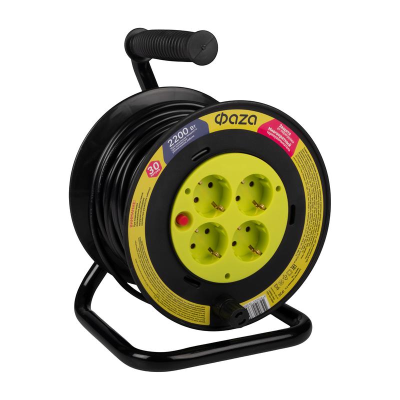 Удлинитель на катушке 4х30м с с заземл. CRG-04-3000 ФАZА 5063808