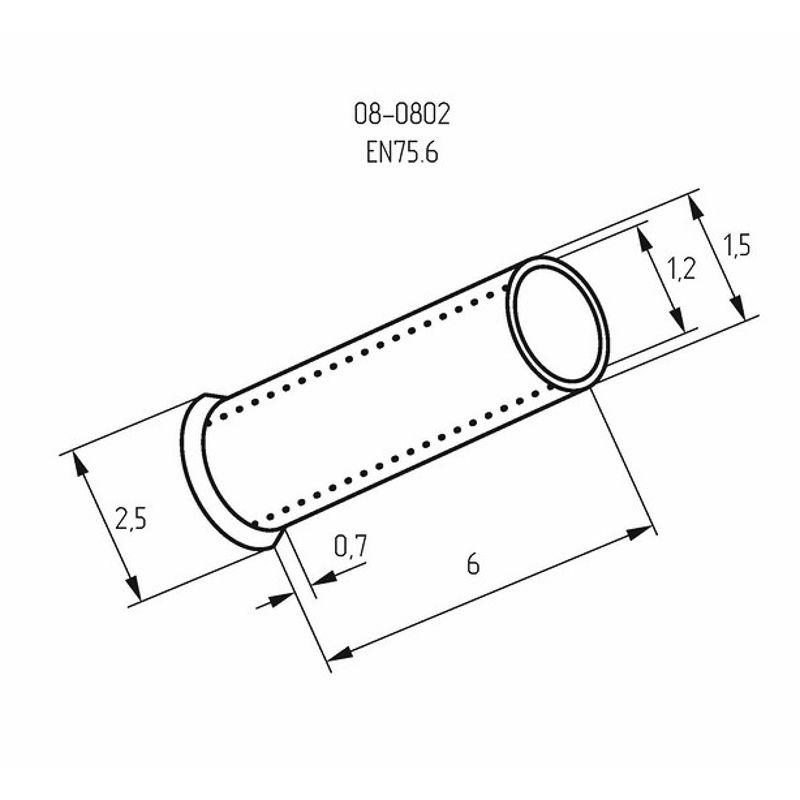 Наконечник штыревой втулочный (НШВ L-6мм) 0.75кв.мм (EN75.6) REXANT 08-0802