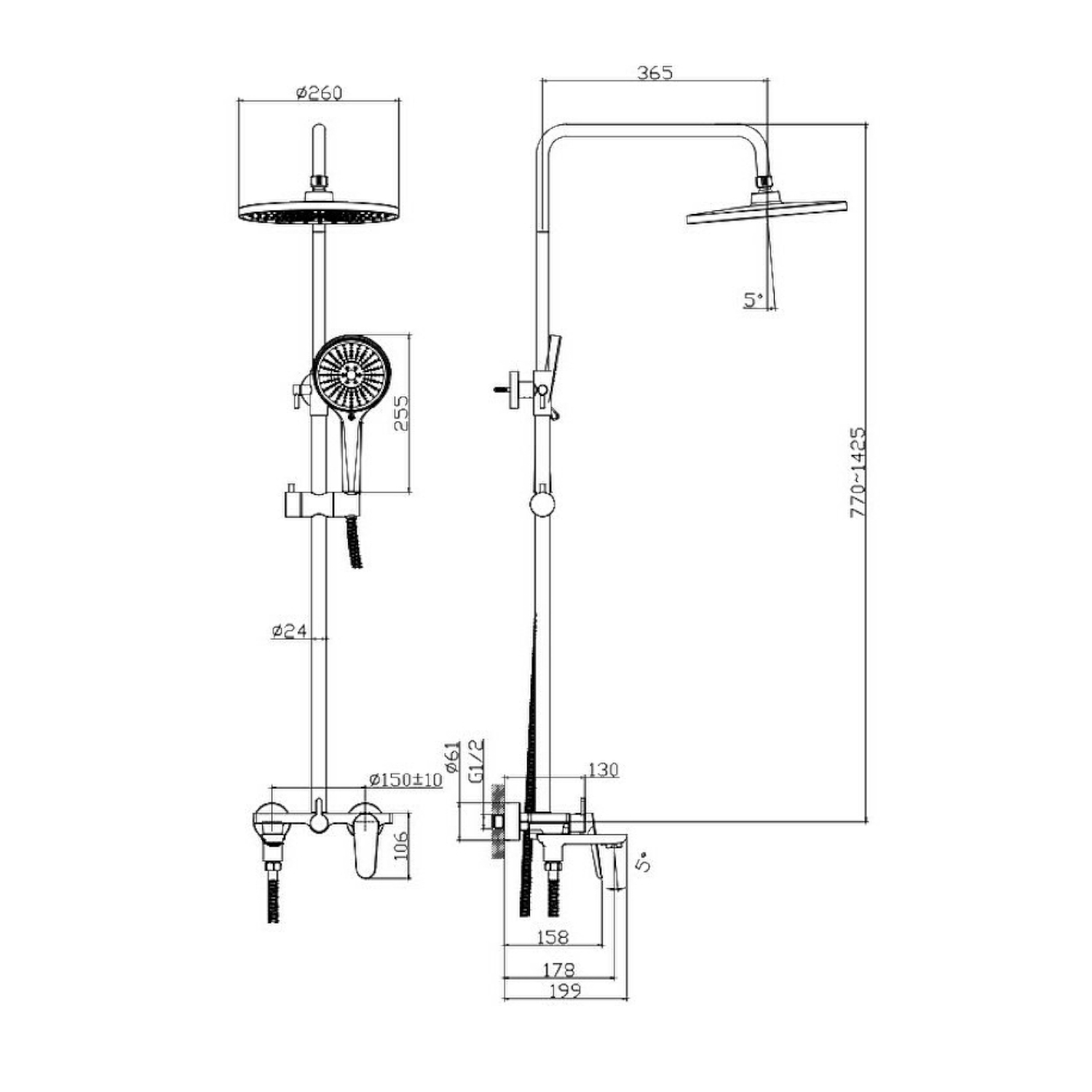 Душевая система Raglo R31.24.09, графит