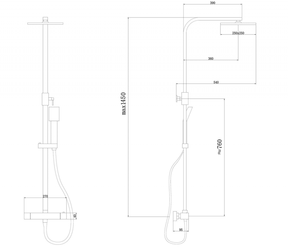 Душевая стойка ABBER Daheim AF8260WL с термостатом без излива, белый матовый