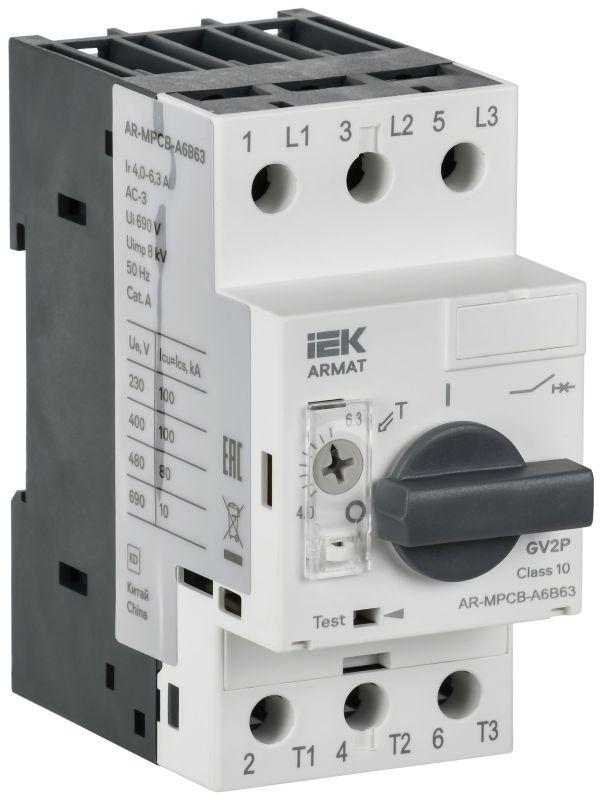 Выключатель автоматический защиты двигателя ARMAT A6 GV3P 4-6.3А IEK AR-MPCB-A6B63