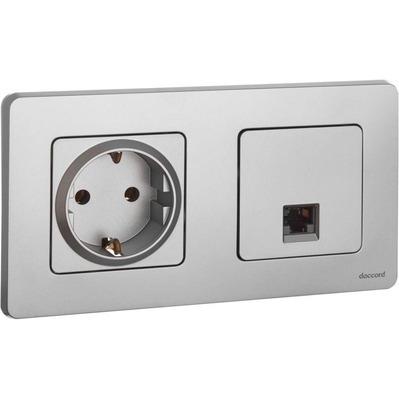 Розетка компьютерная Inspiria RJ45 кат.5E UTP алюм. IEK 673827