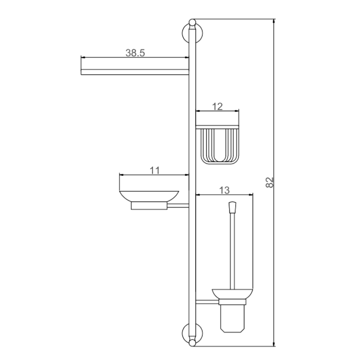 Настенная стойка Savol S-00C02, хром
