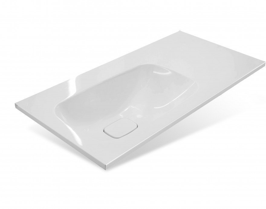 Тумба напольная "Барселона 90" левая (2 ящ.) с выкатной корзиной, Люкс белая, Plus