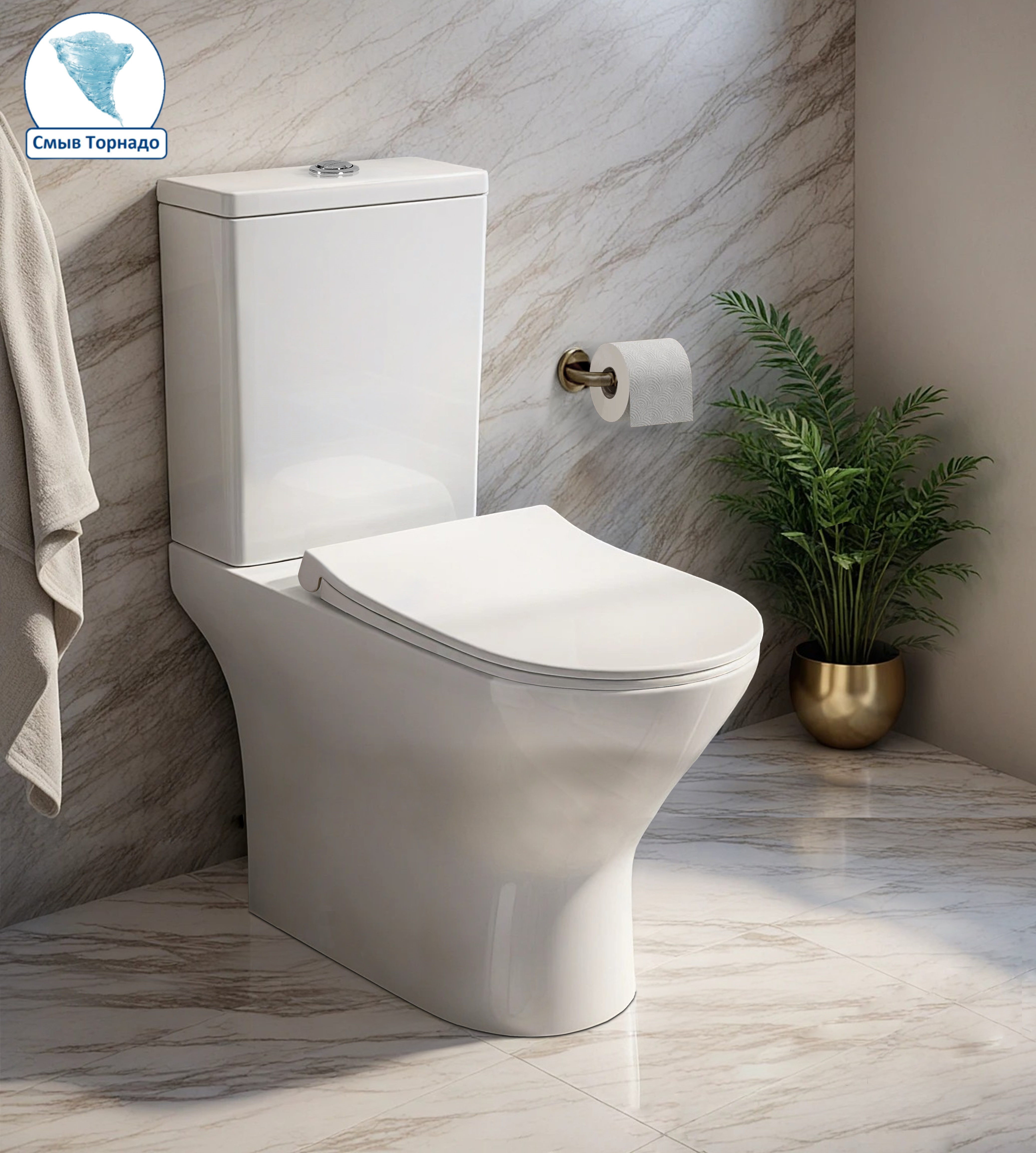 Унитаз BERNINA Tornado напольный безободковый CT10815 (665х350х830) Ceruttispa