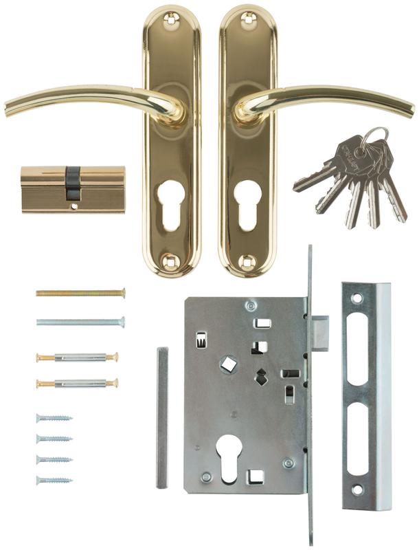 Замок врезной с ручками "Стандарт" ЗВ4-7.03С зол. 66999