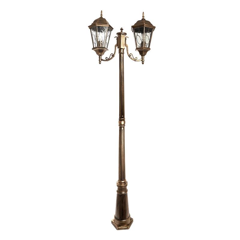 Светильник садово-парковый 2х60Вт 230В E27 черн. зол. PL157 FERON 11325