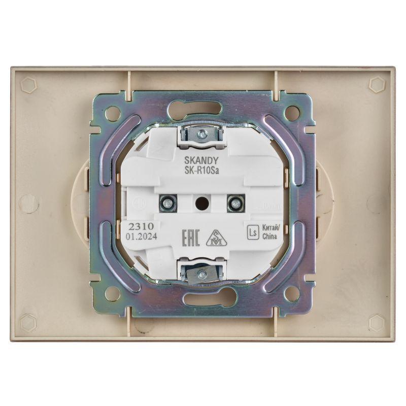 Розетка 2-м SKANDY 10А без заземл. без защ. шторок в сборе SK-R10Sa песочн. IEK SK-R20-10-K98-F