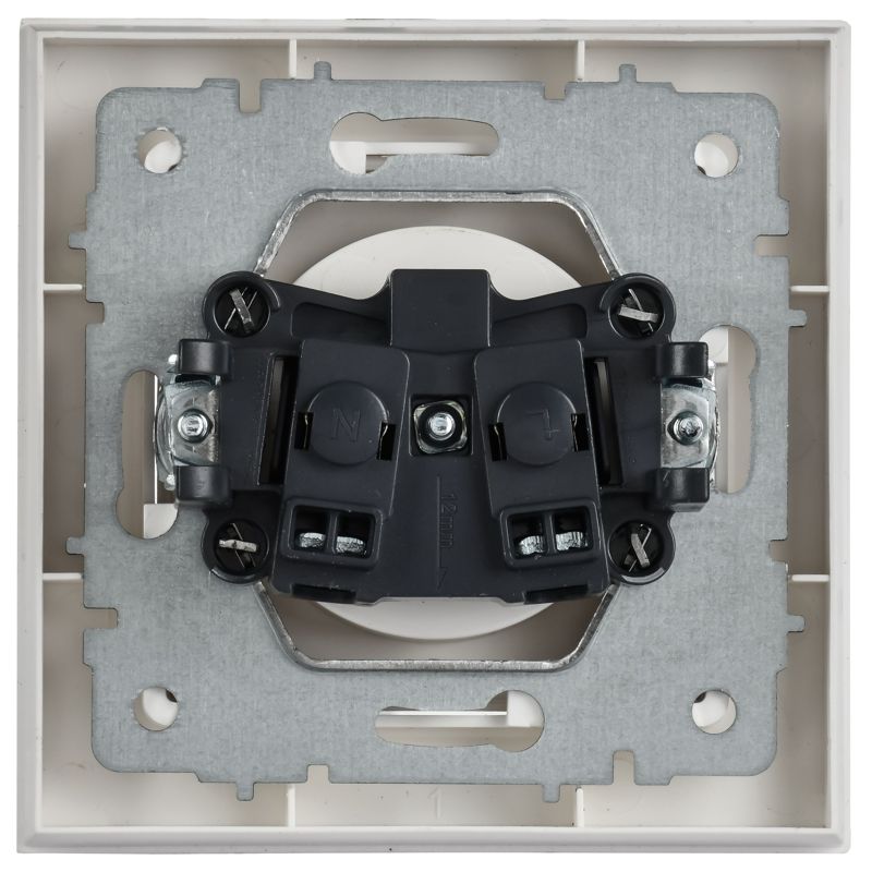 Розетка BRITE РСР10-1-0-БрАБ 10А в сборе без заземл. без защ. шторок арктич. бел. IEK BR-R10-10-K91-F