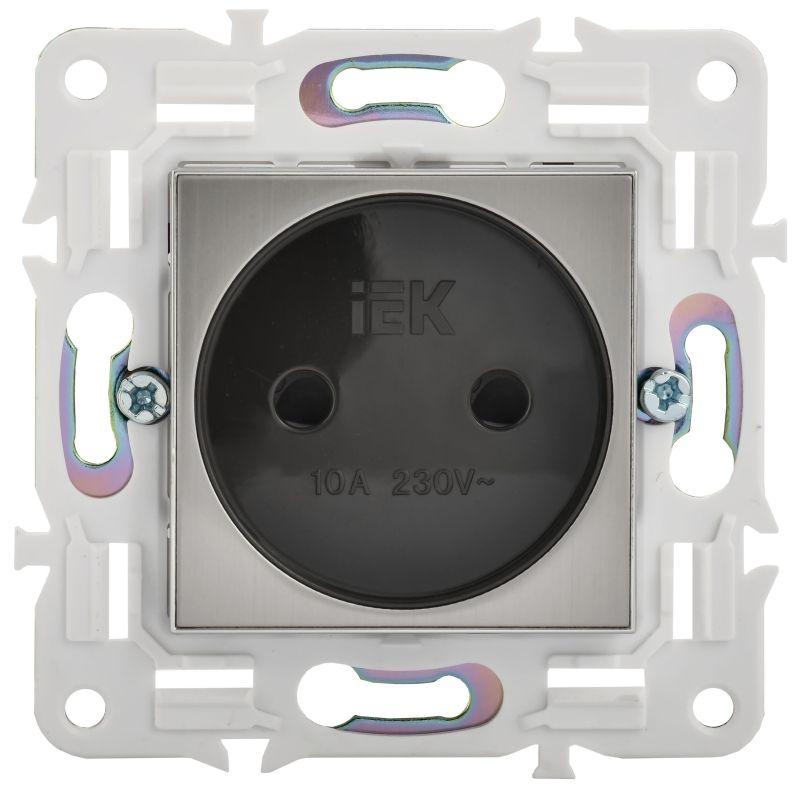 Розетка SKANDY 10А без заземл. защ. шторки SK-R01N никель IEK SK-R13-10-K50
