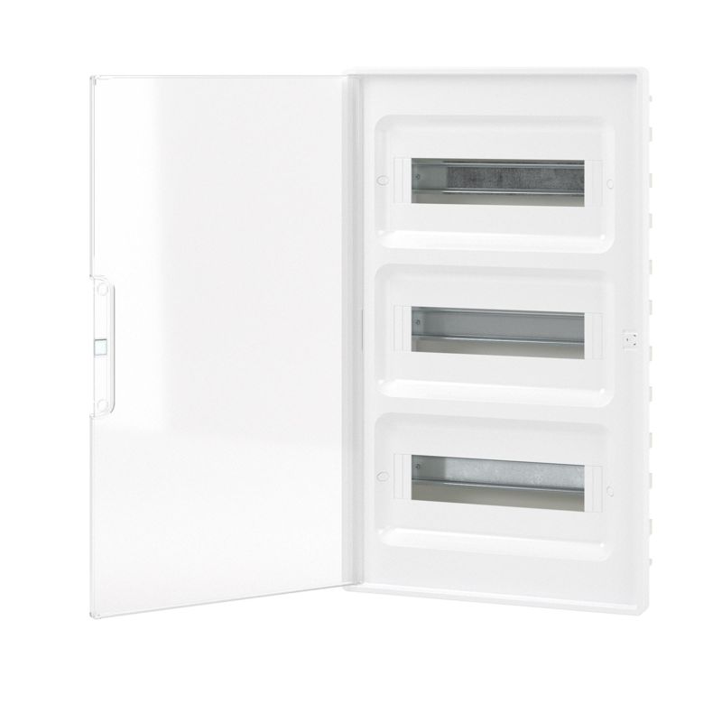 Щиток встраиваемый FRAME 36мод. с прозр. дверцей с 4 шинами PEN (2шт на 8 отверст. и 2шт на 10 отверст.) бел. DKC F36B1WT