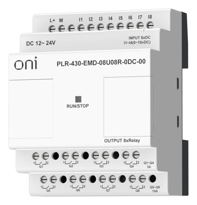 Модуль расширения входов выходов ПЛК 430 4 DI 4 UI (0-10В/DI) 8 RO 24В DC ONI PLR-430-EMD-08U08R-0DC-00