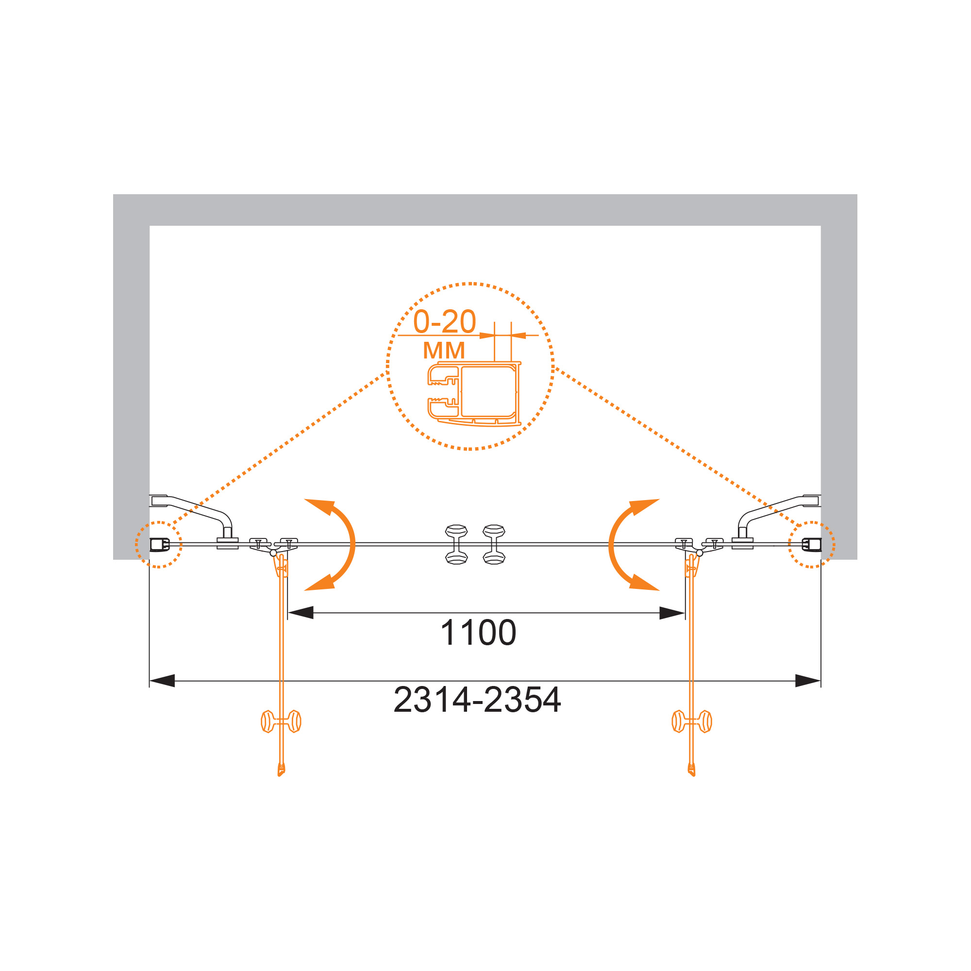 Душевая дверь CEZARES ELENA-W-B-22-240-P-Cr