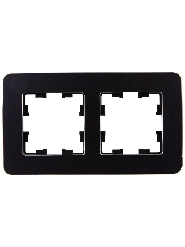 Рамка 2-м BRITE РУ-2-1-Бр метал. черн. RE IEK BR-M22-M-01-K02