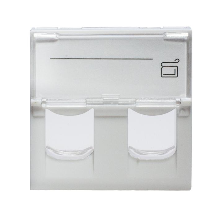 Панель лицевая 2 порта 45х45 Keystone шторки откидное маркировочное окно SUPRLAN 10-0302