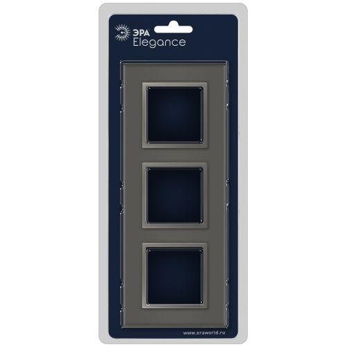 Рамка 3-м Elegance 14-5103-16 для розеток и выключателей стекло титан Эра Б0065837