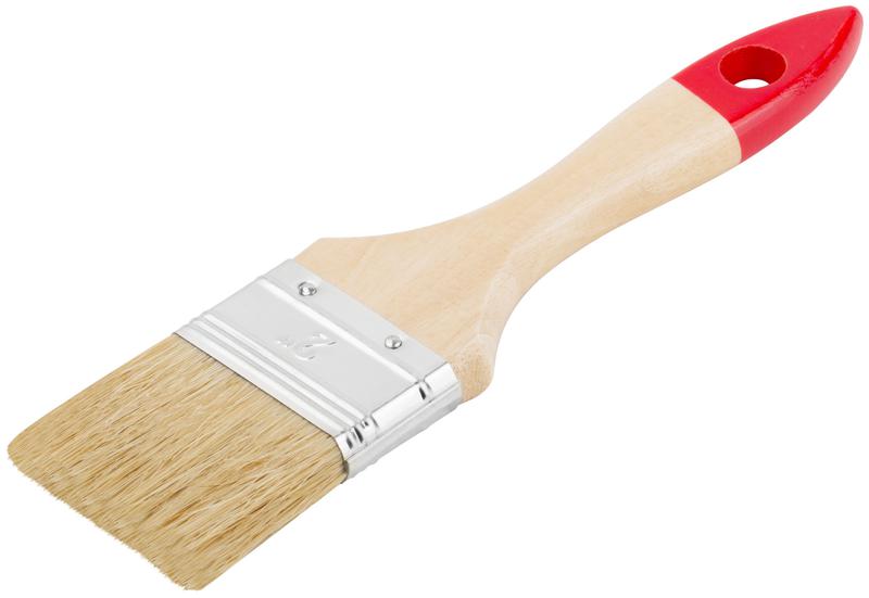 Кисть флейцевая "Оптима" 2дюйм (50мм) натур. свет. щетина деревянная ручка КУРС 00815