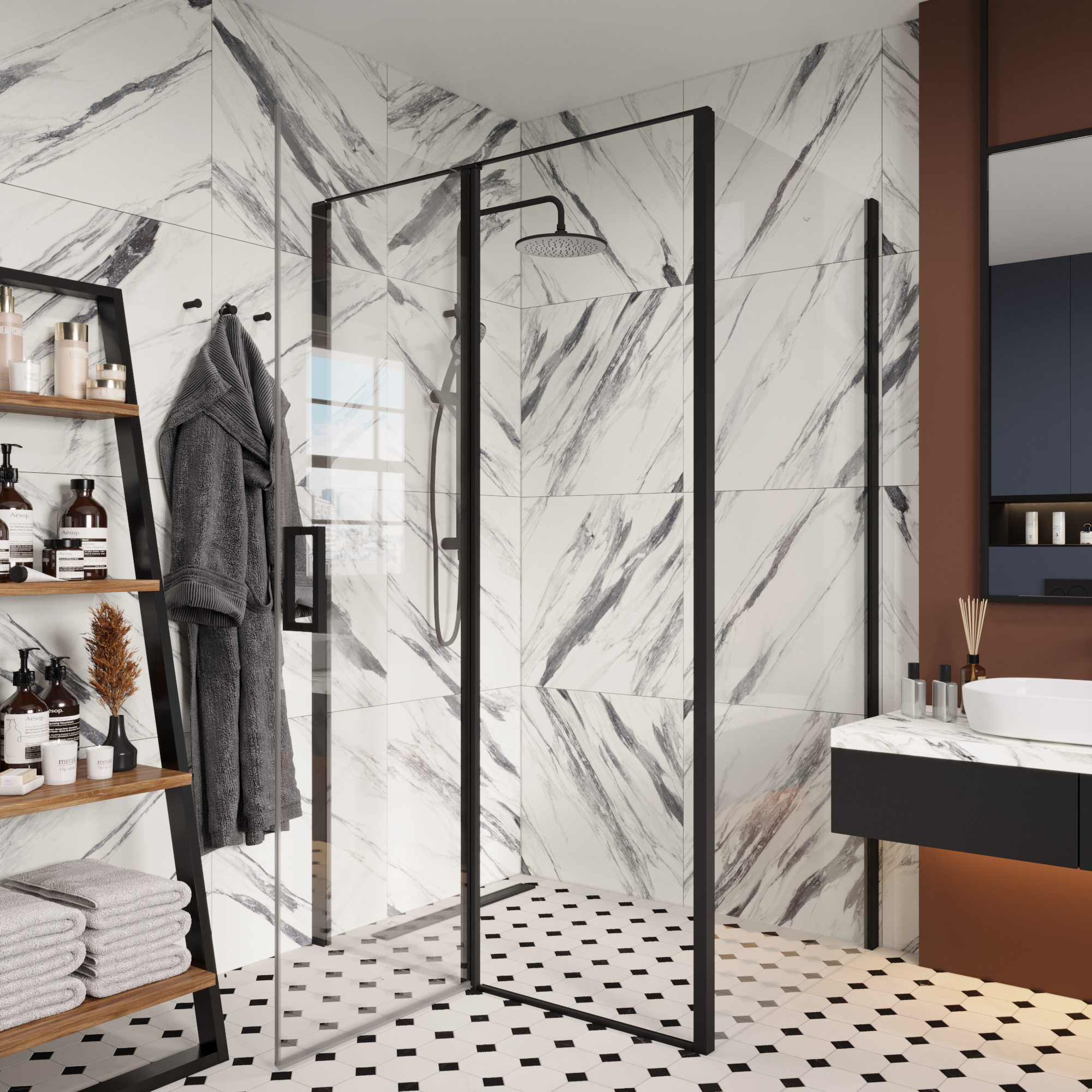 Ограждение VICTORIA120B душевое Ceruttispa без поддона (90x120x195)