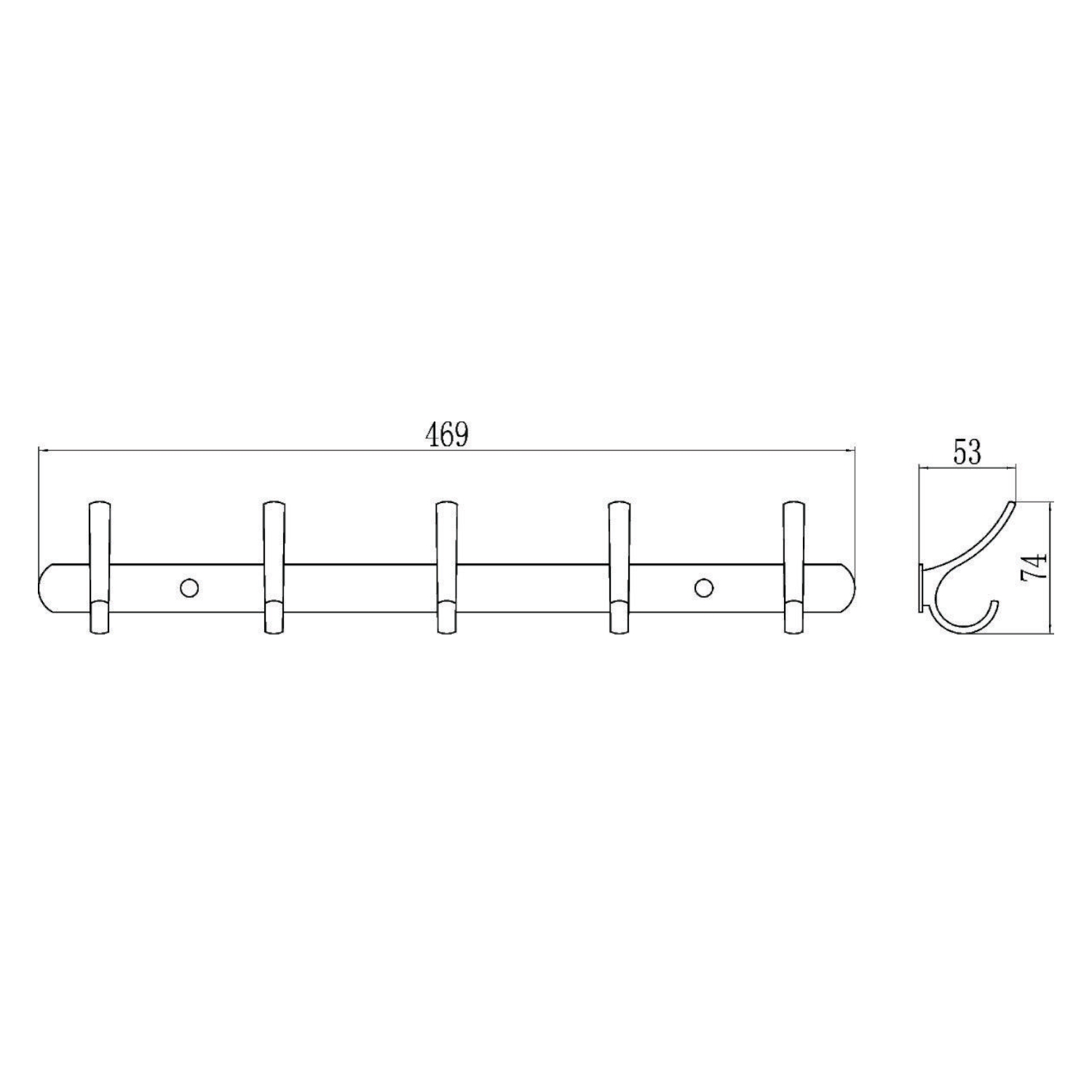 Планка с крючками Savol S-004255, хром