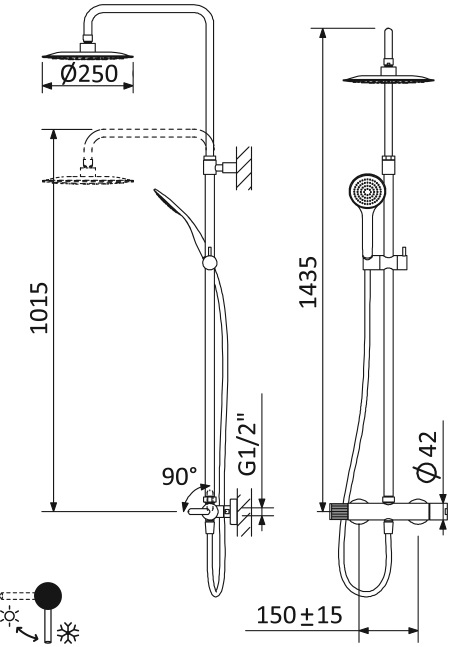 Душевая стойка CEZARES LEAF-CDA-25-L-BIO