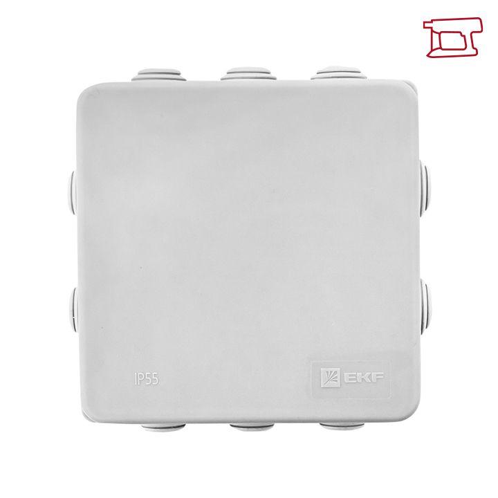 Коробка распределительная КМР-030-014 100х100х50 IP55 с крышкой для прямого монтажа 10 мембранных вводов сер. розн. стикер EKF plc-kmr-030-014-r