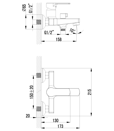 Смеситель для ванны Lemark Plus Grace (LM1512C)
