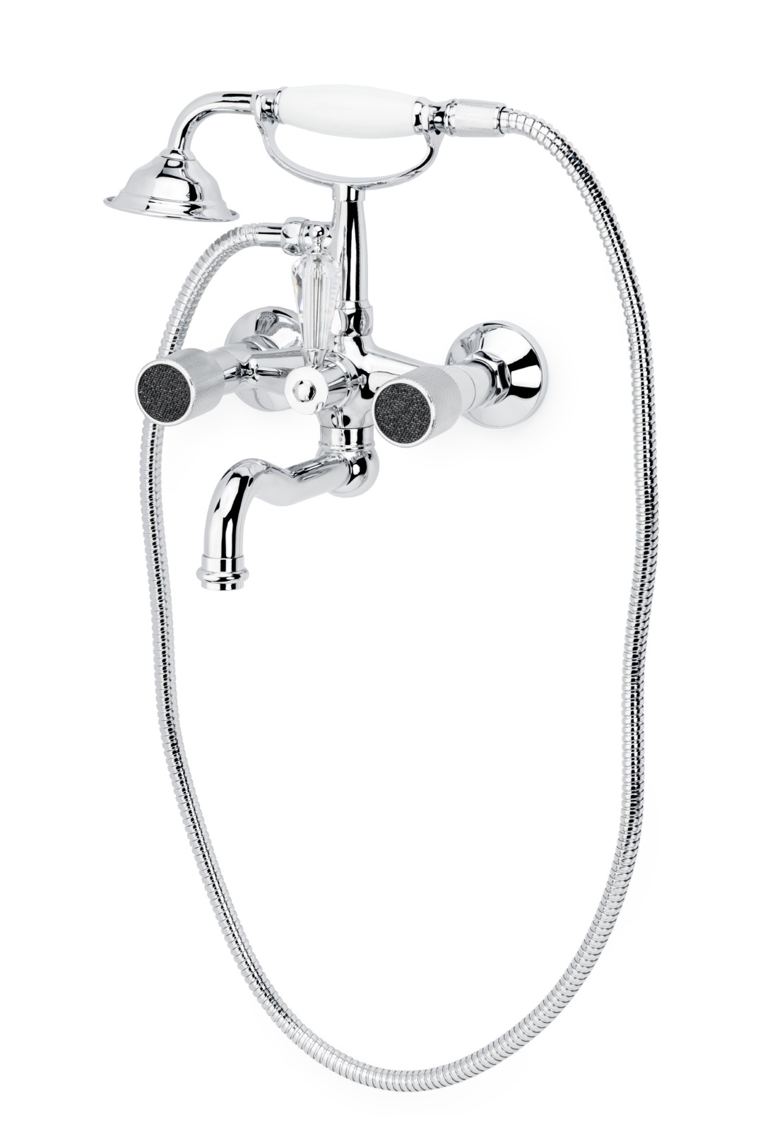 Смеситель для ванны, душ. компл. ROYAL CRYSTAL black, хром переключатель чёрный SW