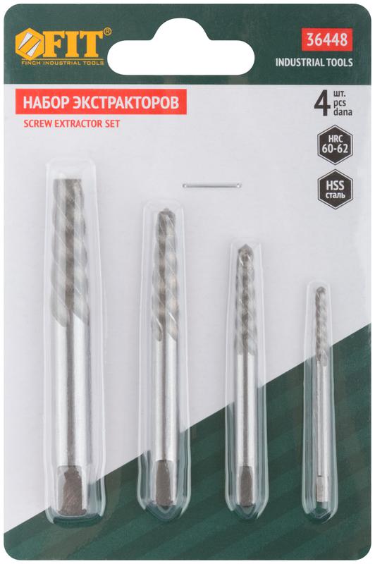 Набор экстракторов Профи быстрорежущая HSS сталь 4шт FIT 36448