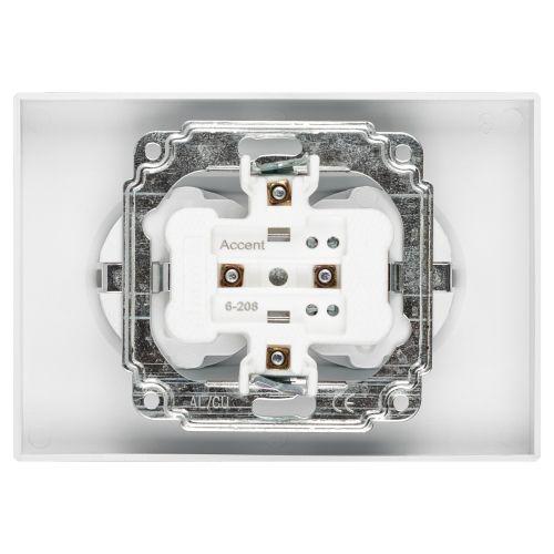 Розетка 2-м СП Accent 6-208-01 16А IP20 250В 2P+E Schuko со шторками AL/CU бел. Intro Б0063528