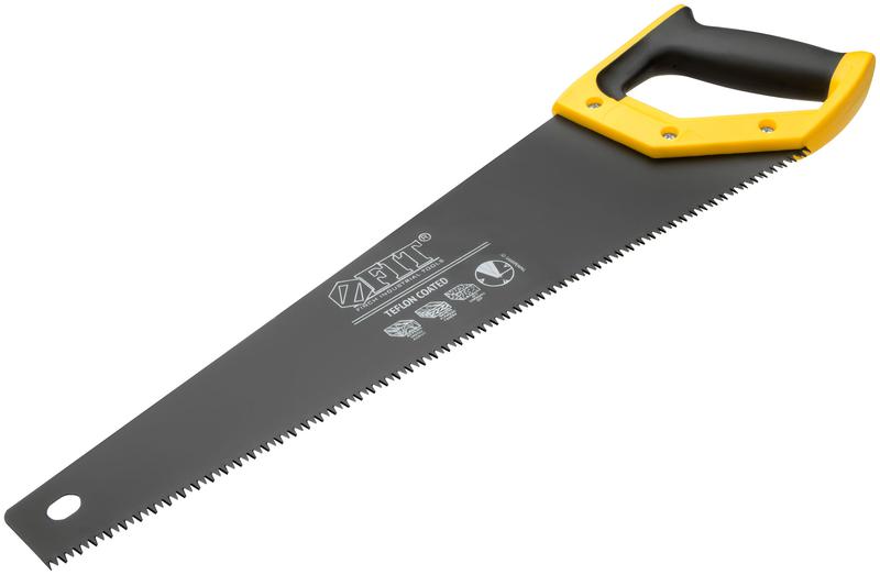 Ножовка по дереву средн.кален.зуб 7 ТPI 3D заточка пласт.прорезинен.ручка тефлон.покрытие 450мм FIT 40465