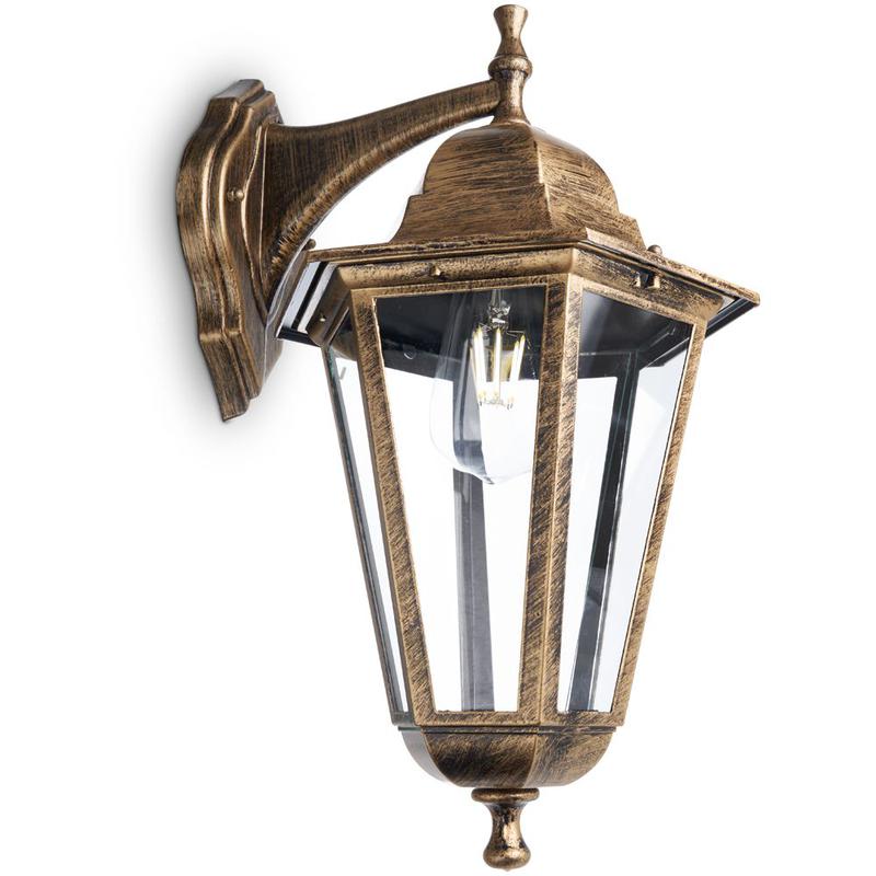 Светильник садово-парковый 100Вт 230В E27 черн. зол. 6202/PL6202 (на стену вниз) FERON 11137