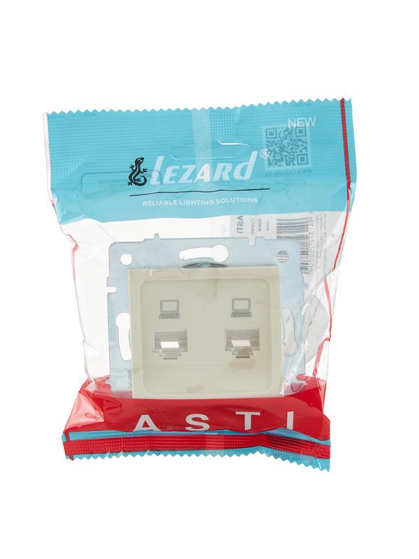 Розетка компьютерная 2-м СП ASTI IP20 RJ45 механизм крем. LEZARD 7081-0388-141