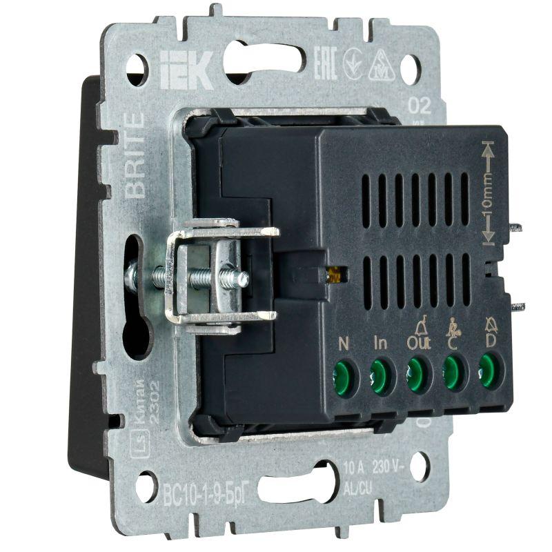 Кнопка звонка BRITE 10А ВС10-1-9-БрГ для отелей с индик. механизм графит IEK BR-V14-2-10-K53