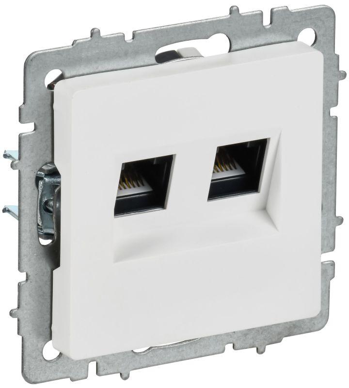 Розетка компьютерная 2-м СП BRITE РК10-2-БрАБ RJ45 кат.5E механизм арктич. бел. IEK BR-K20-1-K91