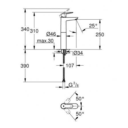 Смеситель Grohe BauEdge 23761000 XL-Size для свободностоящей раковины